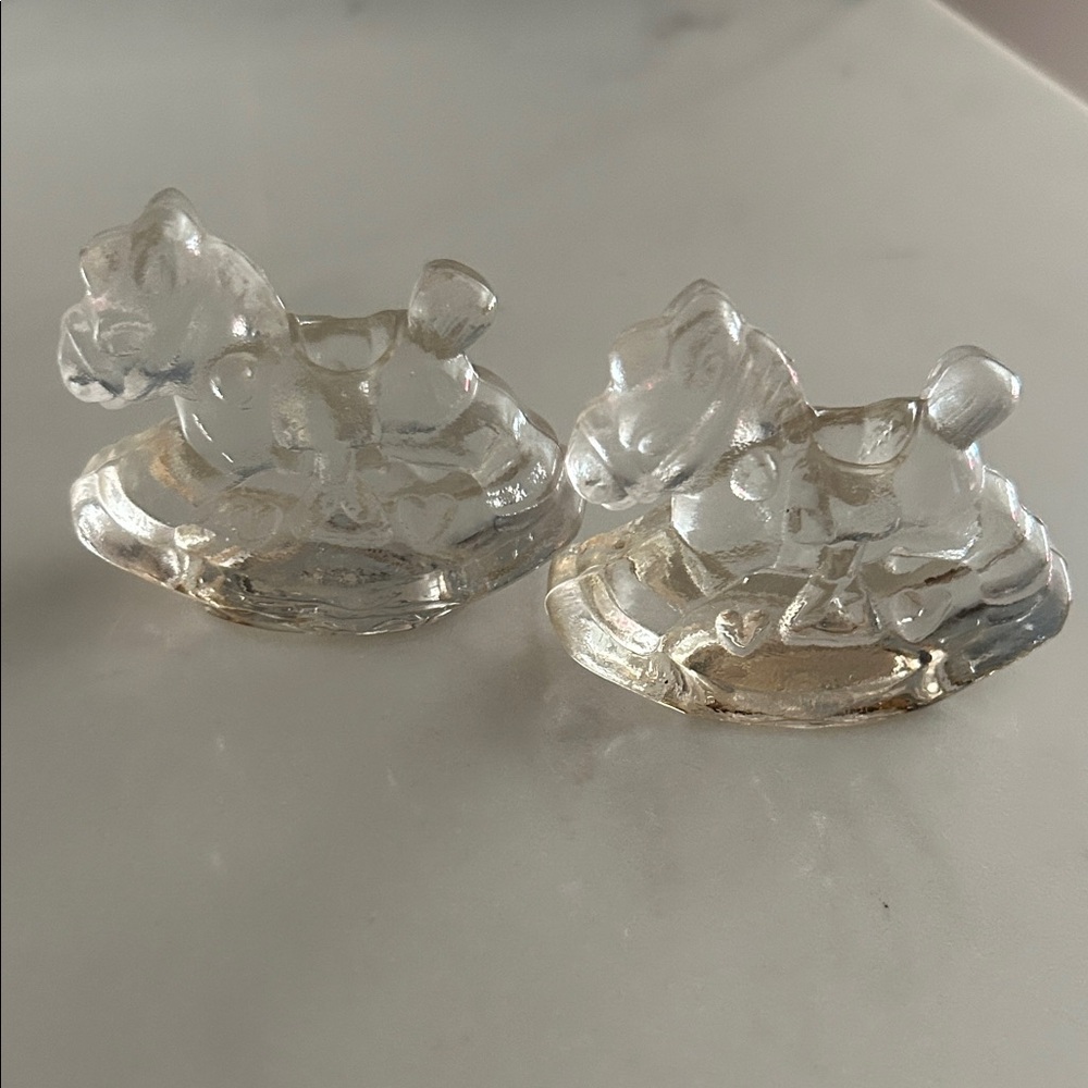 Clear Glass Horse Figurine w candlestick holder